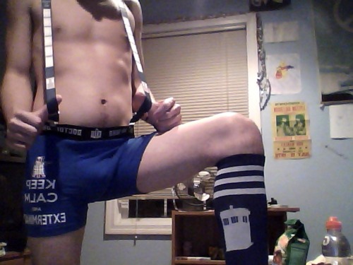 Dalek undies, TARDIS socks and suspenders. What Whovian wants to be the first to rip this off of me?