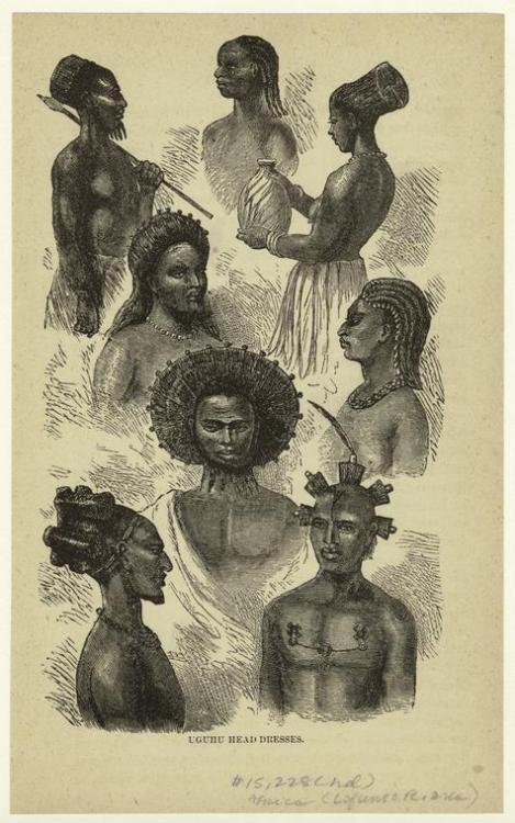 Uguhu Head Dresses Source: [NYPL] Book Source: The life and life-work of Dr. David Livingstone&helli