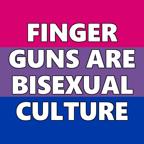 queerlection:[Image description - Image of the bi pride flag with the text: Finger guns are bisexual
