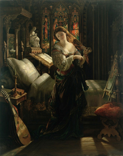 blue-storming:Daniel Maclise, Madeline after prayer, 1868