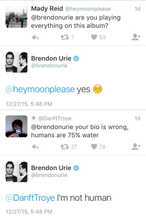 marchingclocks:Brendon’s Twitter Q&amp;A - 12/27/15