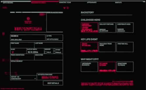 mageliberation:Hey so, I recreated the character sheet from the Cyberpunk 2077 gameplay video. It’s 