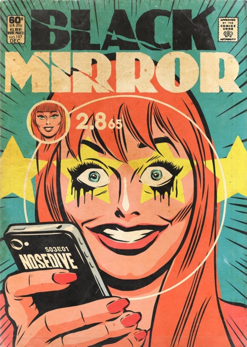 sirladysketch:  nihilisticputa:Black Mirror Episodes, by Brazilian artist Butcher Billy (2016) Ahhhh I started watching this over the weekend and it’s kinda like Twilight Zone dystopian tales around social media/technology-reliant cultures. I didn’t