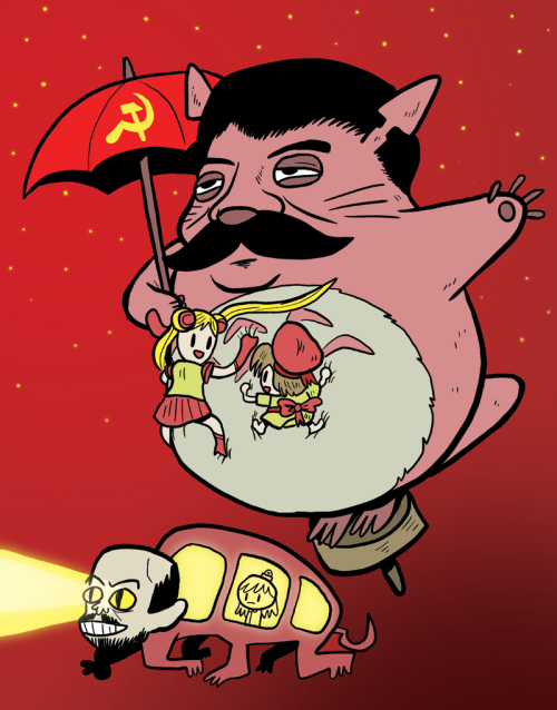 muertosiro: midnitesurprise: a recent commission. Was only given the phrase “Soviet Anime Squa