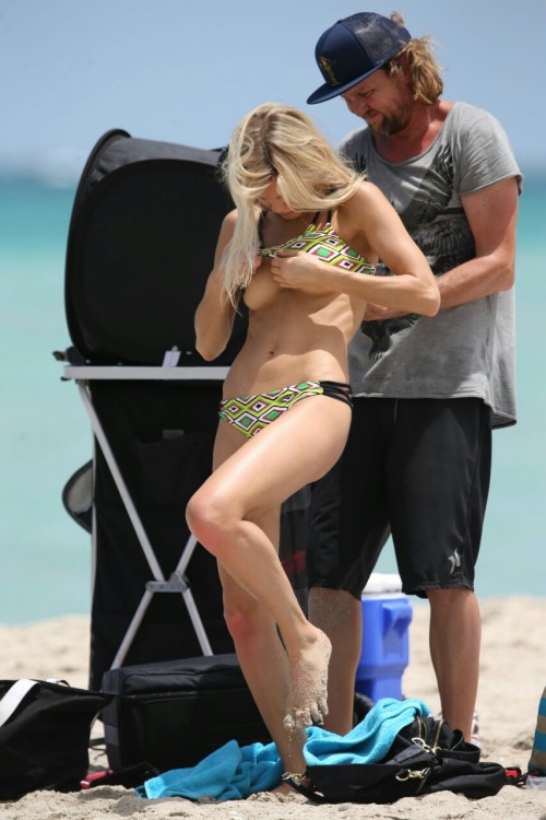 celebspleasurepics:  joy-corrigan-bikini-topless-photoshoot-in-miami