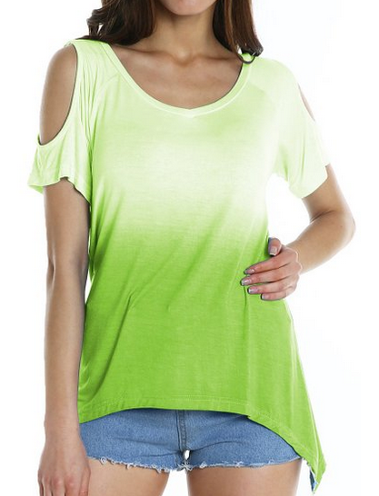 Urban CoCo Women&rsquo;s Shoulder Off Gradient Color Tunic Top Shirt