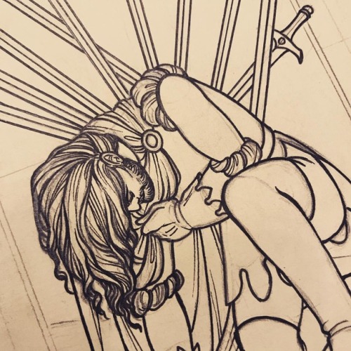 Sexuality - men stuck full of swords  . . . #tarot #wip #suitofswords #tenofswords #minorarcana #ske