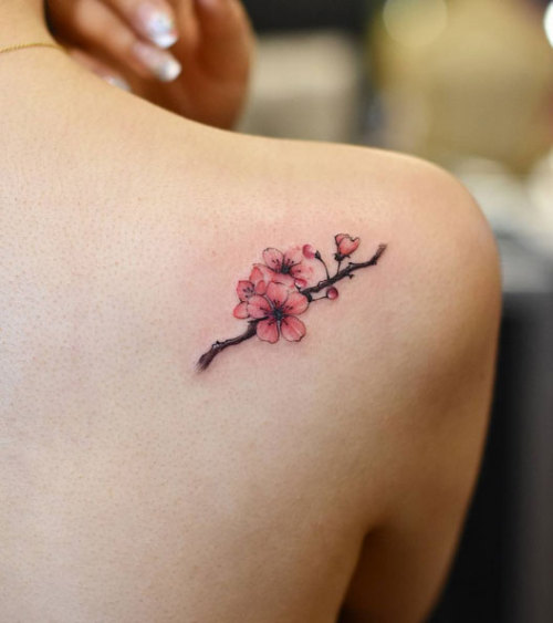 tattoos-org:Cherry Blossom tattooArtist: •DRAG• N Y C...