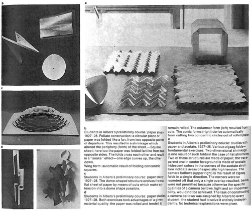 Josef Albers, teaching Origami at the Bauhaus. Paperfolding was a tool to experience construction. W