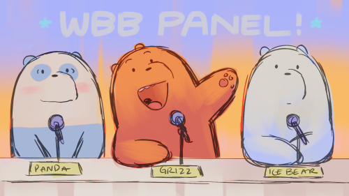 wedrawbears:  GUESS WHAT EVERYONE!? The BEARS are coming to COMIC CON!! The cast, Eric Edelstein (Grizzly), Bobby Moynihan (Panda), Demetri Martin (Ice Bear) and crew will be having a panel at 10AM on Saturday the 23rd in the Indigo Ballroom! Check out