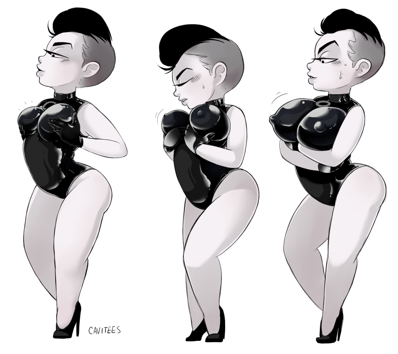cavitees:  When I wear latex it actually squishes my boobs down so here’s my secret
