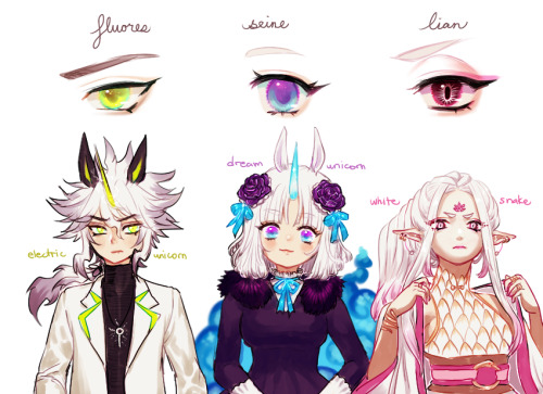 fluores + seine + lian===i just wanted to draw and colour eyes of my OCs, but it looked too out of c