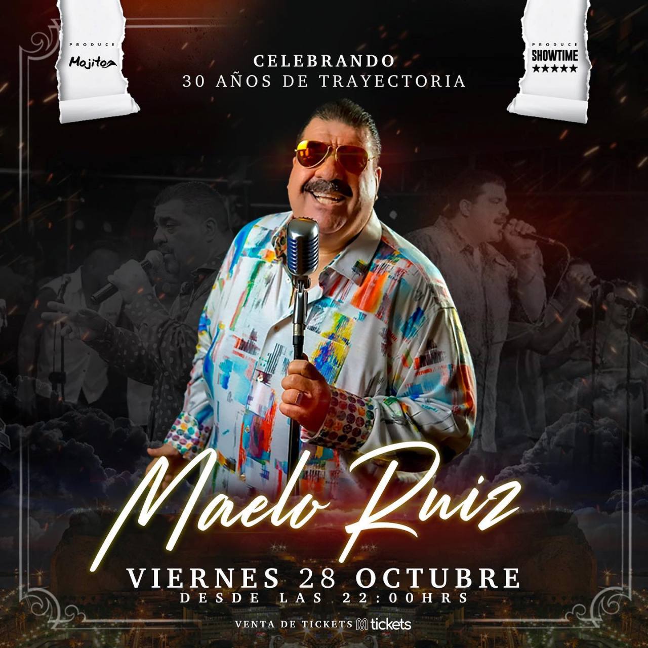 Súmate a celebrar un disfrutar la gira 30 años de trayectoria del maestro de la salsa, @maelo_ruiz en una única presentación en el norte de Chile 🇨🇱 tickets en www.Mtickets.cl/mojitoarica https://instagr.am/p/Cd9sAn5MPJOoOtMlPpHeF_qHVjGVHSCdR3Njcg0/