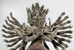 virtual-artifacts:The Buddhist Deity GuhyasamajaPlace of Origin: TibetDate: 1800-1900Materials: Repousse copper