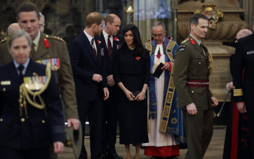 Meghan and Harry attend the Service of Commemoration of Anzac DayEmilia Wickstead Black Textured Ski