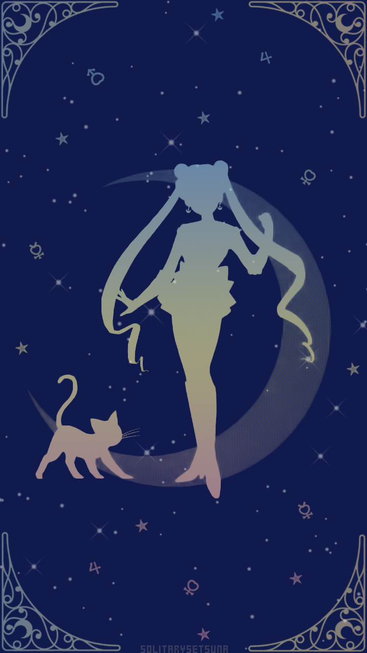 HD wallpaper Sailor Moon Luna illustrations cat the moon texture neko   Wallpaper Flare