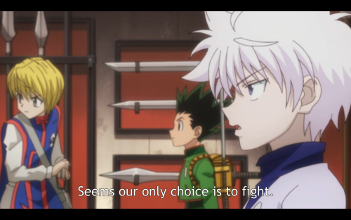 Kurapika is the only one here who is considering how scary Killua can be Kurapika is the only one he