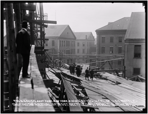 usnatarchives:
“  In 1914, Assistant Secretary of the Navy Franklin D. Roosevelt watched the laying of keel No. 39 at the Brooklyn Navy Yard. This ship would later be commissioned as the USS Arizona, struck down during the attack on Pearl Harbor in...