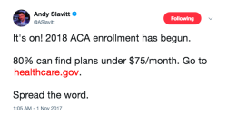 startrekgifs:  grandpa-mermaid:  askawelfarecaseworker:  ramblinganthropologist:  solitarelee:  bi-trans-alliance:  outforhealth:   ironlion919:  ppaction:  Here’s what Donald Trump doesn’t want you to know: ACA open enrollment begins TODAY! Spread