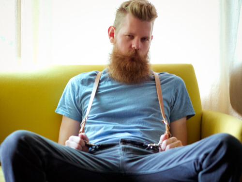 beardbrand:I’m testing out our new Beardbrand suspenders.