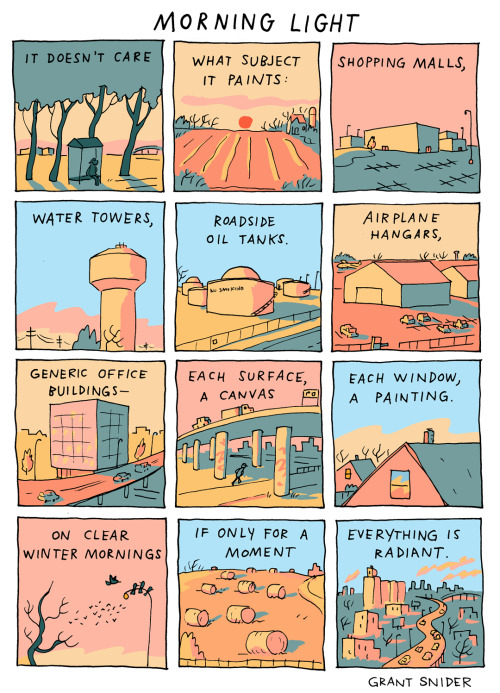 incidentalcomics:
Morning Light
I have a couple new books coming out this Spring! You can pre-order signed copies of WHAT SOUND IS MORNING? and I WILL JUDGE YOU BY YOUR BOOKSHELF here: https://www.watermarkbooks.com/grant-snider-signed-copies 