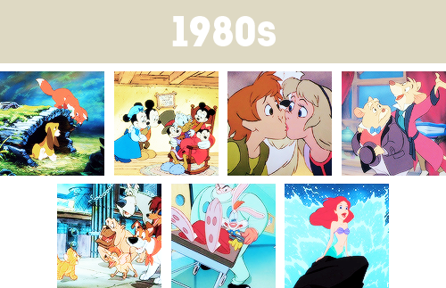 mickeyandcompany:  Walt Disney Animation Studios through the decades  All Walt Disney Animation Studios full-length feature films and some of their short movies  