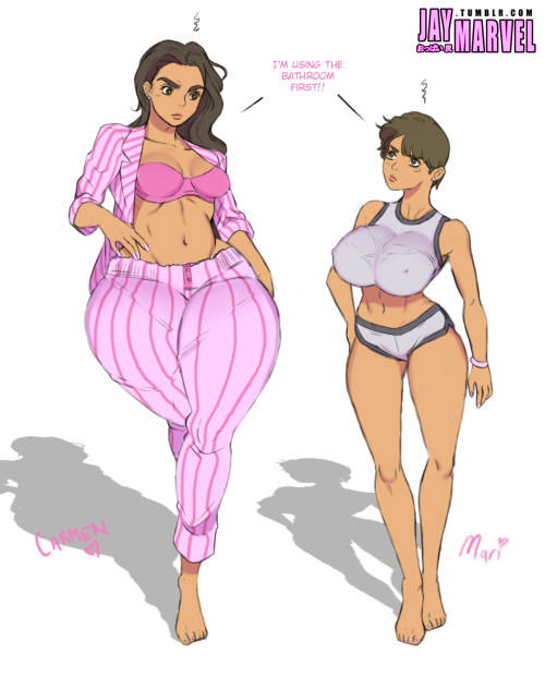 shiinsart: jay-marvel: Carmen and her little sister Mari. Carmia’s boobs had to be passed down to someone! If you follow me but you don’t already follow Jay-marvel then you should click that follow button : )  ;9