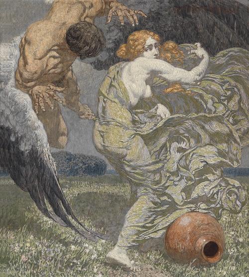 blastedheath:Alexander Rothaug (German, 1870-1946), Boreas and Oreithyia. Tempera on wood, 42 x 37.8