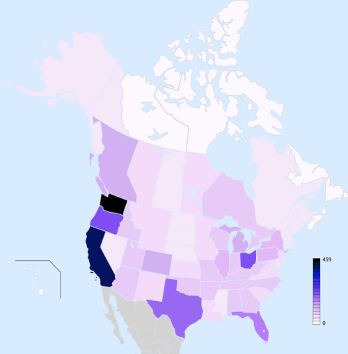 goddamnshinyrock: pipistrellus:hansarai:mapsontheweb:Distribution of reported Bigfoot sightings in N