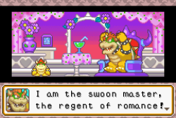 suppermariobroth:Bowser’s introduction at Bowser’s Bachelor Pad in Mario Party Advance.