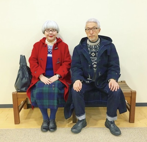 dainktellectual:sancty:This Japanese couple, who have been married for 37 years, share their matchin