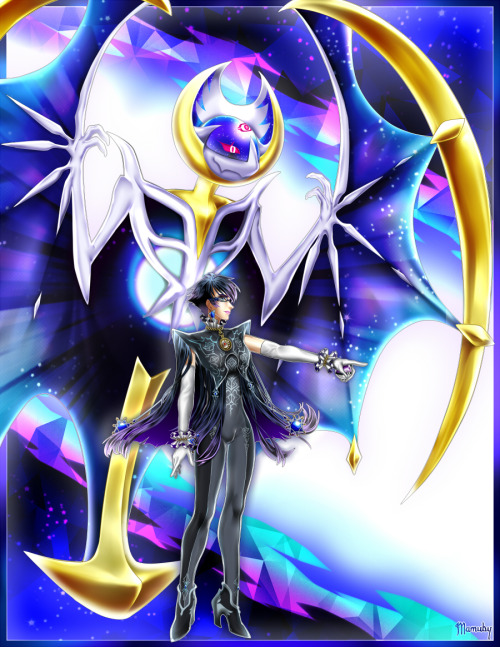 mamuby:  while drawing them i realized they share a lot of design elements,   i still think Lunaala looks like something Bayonetta would normaly summon.