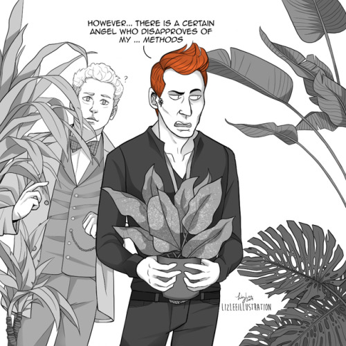 lizleeillustration: …Crowley tries being nice to his plants. (This took forever… and w