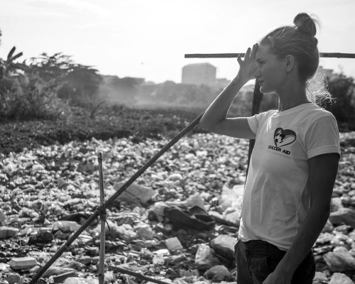  Rosie Huntington-Whiteley in Cambodia with Unicef for ITV’s Soccer Aid. May 2014  