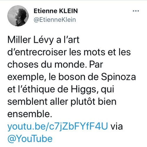 Merci à Etienne Klein d’avoir propulsé ma vidéo « Le boson de Spinoza et l’éthique de Higgs » sur YouTube.
‪youtu.be/c7jZbFYfF4U‬
#millerlevy #philosophie #spinoza #boson #higgs #physique #lhcbexperiment #quantique #video #wittgenstein #science...