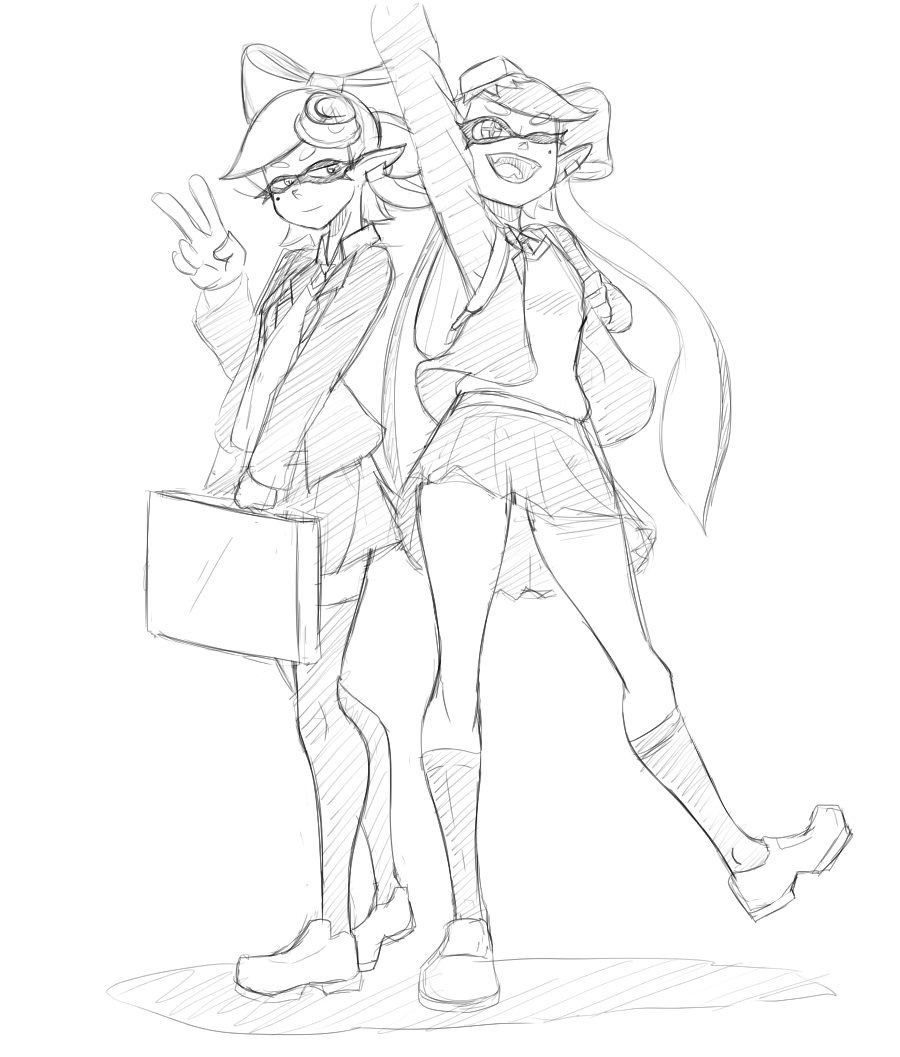 zeromomentaii:  Callie and Marie doodle. This would make a cute charm, or sticker.