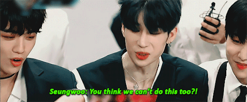 Wooseok: *shows His Shoulder During Flash Stages*X1 (and One Its): *triggered* KIM WOOSEOK WHAT IS THIS?!?!