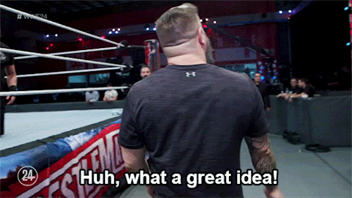 mith-gifs-wrestling:WWE’s latest 24 documentary captures Kevin Owens’ first reaction to seeing the g