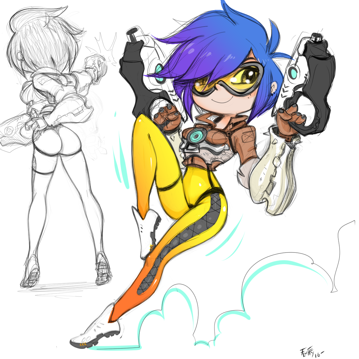 fluffys-art-universe:  Tracer Marie. started off sketching this as a larf, but I