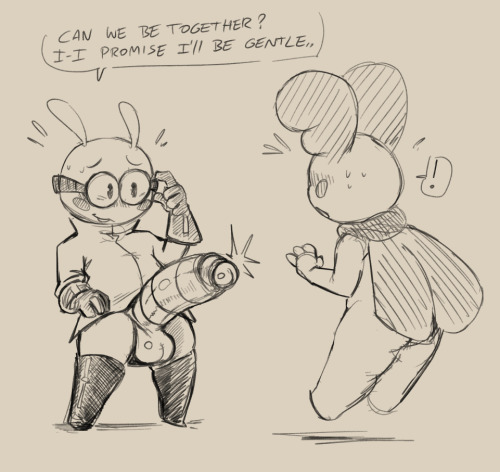 daftpatriot: Some doodles of Poindexter and Moth, inspired by a funny moment in the game.