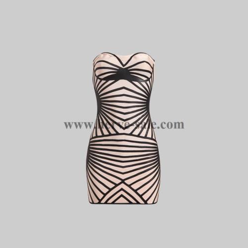 Herve Leger Apricot and Black Lines Sexy Bandage Dress H218LAB. Find it at http://www.luxurydressesb