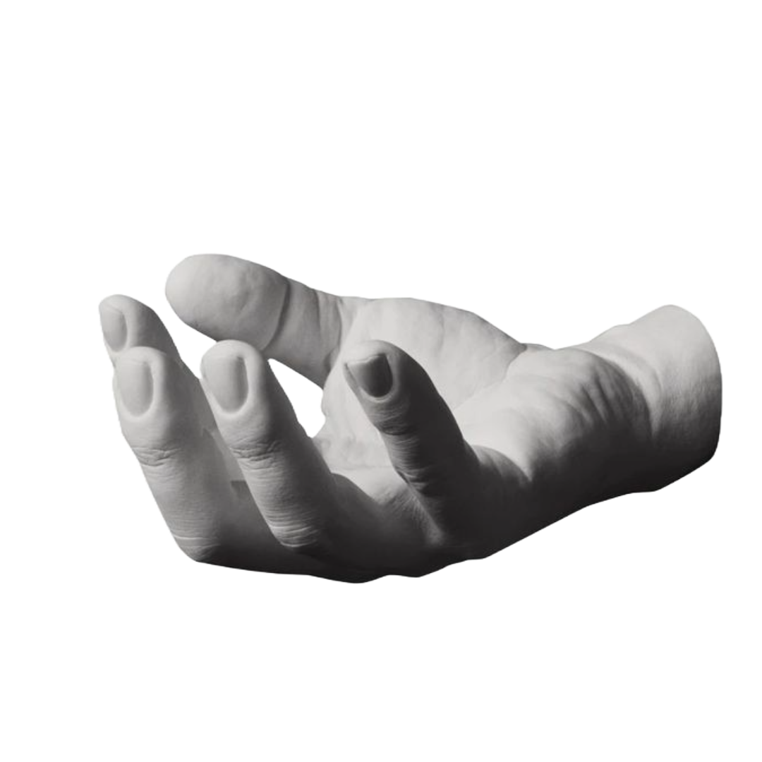 black and white cupped hand 