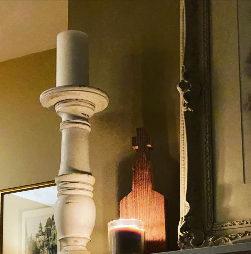 Nothing more beautiful than a church basking in candlelight. #mantle #church #candle #cottage #weekb