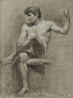 Seated Male Nude. 1765-81. Jean Grandjean. Dutch 1755-1781. Black And White Chalk