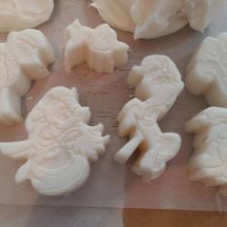 pinkiepiesightings: funnylori:  Ponies!  My wife made soap and used our My Little Pony ice cube tray as one of the molds. They may be too cute to use. 