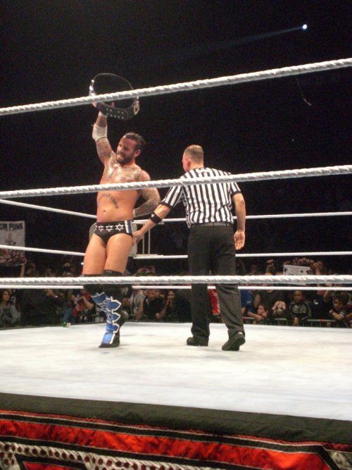 rwfan11:  “I’ve got a pain right here at the top of my trunks” - CM Punk “Where, right here?” - Ref  *touching Punk’s ass*