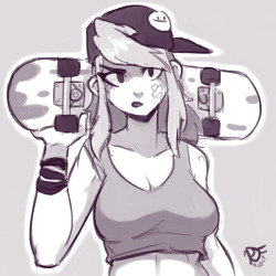 ravenousruss:  Here’s a sk8r gurl I sketched up recently.  Cute sk8r girl