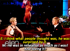 tom-sits-like-a-whore:   Miley discusses her VMA performance on Ellen [x]  To be quite honest, Miley is schooling everyone right now. She knows exactly what’s going on. 