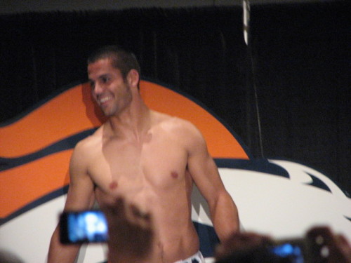 hothungjocks:  Eric Decker trying on new Denver Broncos uniform!