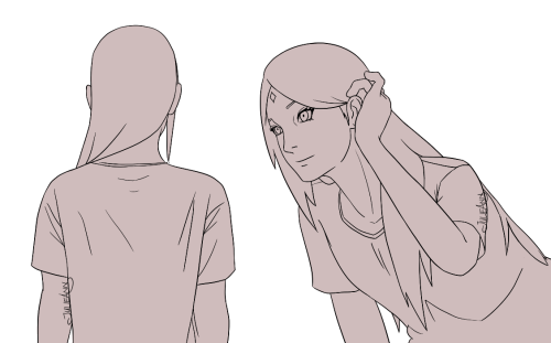 lieanndesu:  *pokes monitor* I’ll color you next time.Pls excuse me I just want to know how she’ll look like without the hair tie.Of all the good things from Ch. 8 I chose that one panel where Sakubae is wearing a t-shirt. So comfy (though the panel